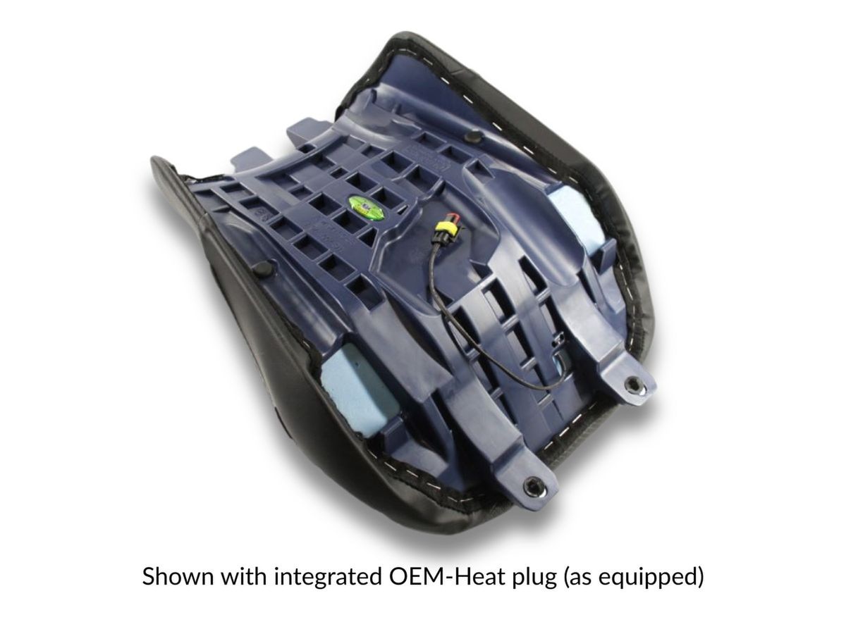Check out cycle gear from Sargent like this Ducati Multistrada V4 Front Motorcycle Seat with plug-n-play OEM heat, shown with Performance Plus with Ducati Red Accents.